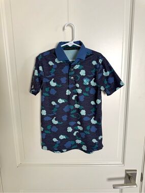 Greyson Clothier Kids Medium Blue Cloud Polo Golf Performance Casual Preppy